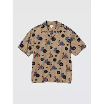 Uniqlo Studio Ghibli Рубашка с открытым воротником и коротким рукавом A 33 KHAKI/MEN M