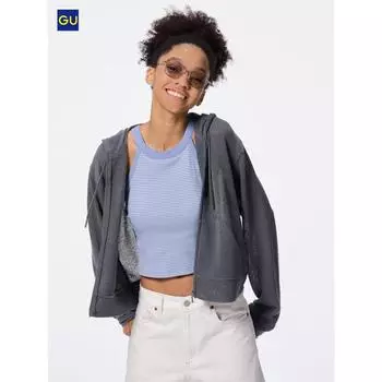 Uniqlo Толстовка с капюшоном Gu Loop Yan на молнии 01 OFF WHITE/WOMEN S