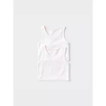 Uniqlo Топ-майка из хлопковой сетки Bt, 2 шт., простой узор 00 WHITE/BABY 80