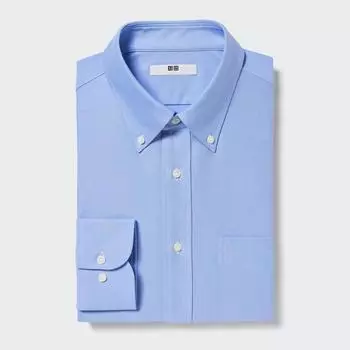 UNIQLO трикотажная рубашка с длинными рукавами и воротником на пуговицах без железа
