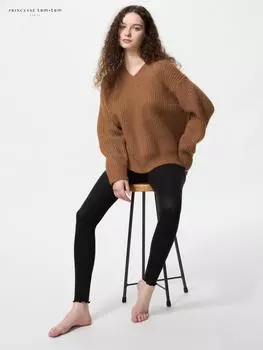 Uniqlo Ультратеплые леггинсы в рубчик из смесового кашемира Heattech 09 BLACK/S