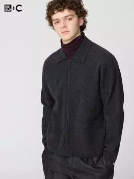 Uniqlo Вязаная куртка на молнии 08 DARK GRAY/UNISEX XXL