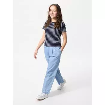Uniqlo Япония Девушки Подвернуть Широкие Брюки 63 BLUE/100