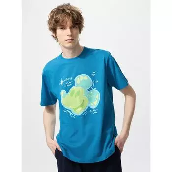 Uniqlo Япония Disney Микки Фейс Ut 64 BLUE/XS