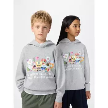 Uniqlo Япония Губка Боб Кактус Растение Блошиный рынок Толстовка с капюшоном 03 GRAY/110