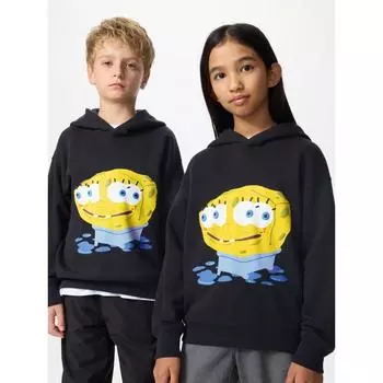 Uniqlo Япония Губка Боб Кактус Растение Блошиный рынок Толстовка с капюшоном 09 BLACK/100