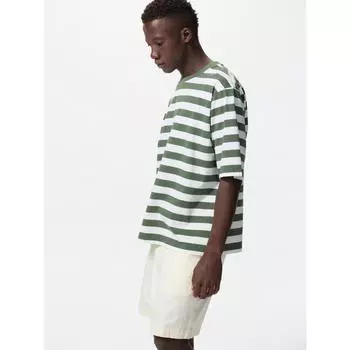 Uniqlo Япония Оверсайз Полосатая футболка 03 GRAY/XS