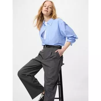 Uniqlo Япония Tuck Широкие брюки 08 DARK GRAY/XS