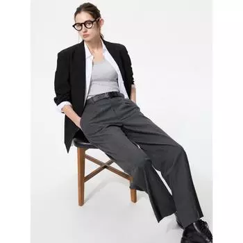 Uniqlo Япония Tuck Широкие брюки Длинные 08 DARK GRAY/XS