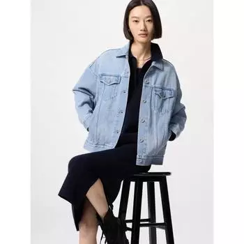 Uniqlo Японская джинсовая куртка оверсайз 06 GRAY/XS