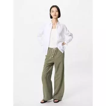 Uniqlo Япония Льняная смесь Легкие брюки Длинные 01 OFF WHITE/XS