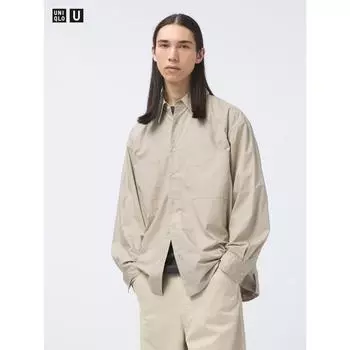 Uniqlo Японская рубашка Utility с длинным рукавом 31 BEIGE/XXL