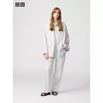 Uniqlo Японские брюки из смеси хлопка с подворотами 02 LIGHT GRAY/55