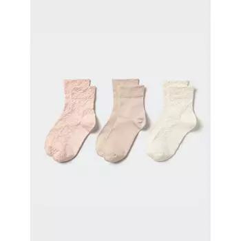 Uniqlo Носки Japan Socks 3 пары Crew Float 10 PINK/2325