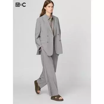 Uniqlo Японские впечатляющие широкие брюки Tuck 03 GRAY/XS