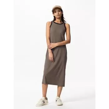 Uniqlo Японский ребристый бюстгальтер-платье в полоску, короткая длина 09 BLACK/XS