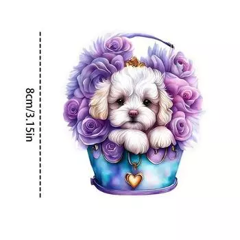 Unique Acrylic Cartoon Dog And Flower Decoration For Personalized Vehicle Interiors