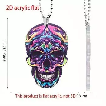 Unique Acrylic Skull Keychain Car Hanging Ornament Funny Cartoon Home Item Decor