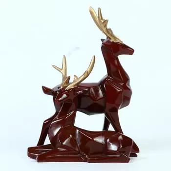 Unique Brown Deer Figurines – Standing & Seated Hiran, Stylish Wildlife-Inspired Dcor for Home & Office, Ideal Gift for Christmas & New Homes