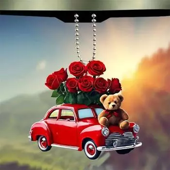 Unique Car Acrylic Rearview Mirror Ornament Featuring Playful Cartoon Design Interior For 1