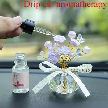 Unique Car Decor Crystal Rose Ornament Used in Conjunction with Aromatherapy Accessory Car Interior Decoration Flower Pot Decor розовый