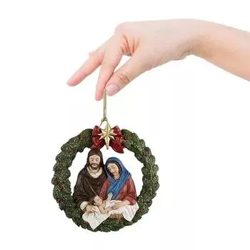 Unique Cartoon Jesus Birth Christmas Tree Car Rearview Mirror Ornament For Gifts