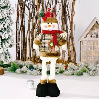 Unique Christmas Snowflake Plaid Fabric Stretch Dolls For Joyful Ornamentation Holiday Christmas Snowflake Snowman