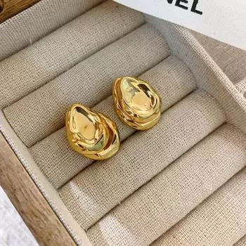 Unique Design French Cold Wind Water Drop Earrings Brushed Two-Color Contrasting Wind Cold Wind Earrings