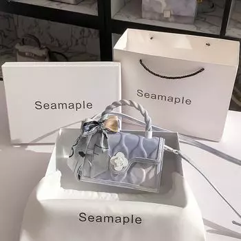 Unique Design Genuine Leather Fashion Shoulder Crossbody Small Square Bag Wavy Moneland (Scarf)