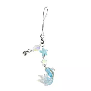 Unique Fish Phone Charm Keyring Cute Keychain Cellphone Chain Stylish Acrylic Alloy Pendant for Backpack Purse Bag синий