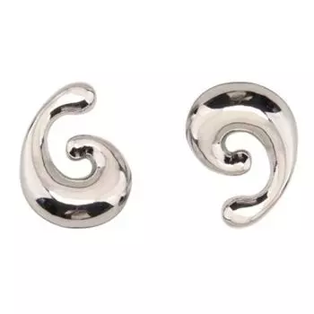 Unique Metal Earrings Temperament Stud Earrings Asymmetric C-shaped Circle Earrings Daily Wear серебряный