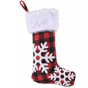 Unique Red And Black Plaid Christmas Stockings With Whimsical Snowflake And Reindeer Patterns For Holiday Cheer