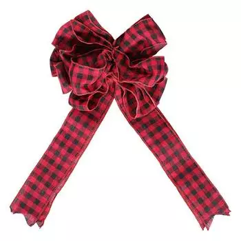 Unique Red Large And Black Checkered Christmas Tree Top Bow For Vibrant Holiday Celebrations