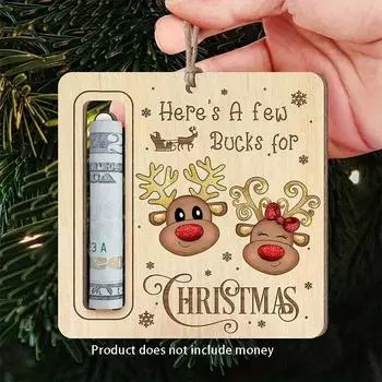 Unique Reindeer Christmas Money Holder Ornament - Perfect for Gifting Cash, Contemporary Wooden Tree Decoration