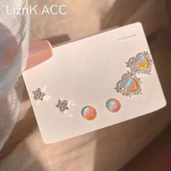 Unique Small and Exquisite 6 Six-Piece Set Stud Earrings 2023 New Arrival Tide Niche Style Design Sense Earrings Women A781 Silver