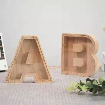 Unique Transparent Design Wooden Alphabet Coin Bank A-Z for Coins and Loose Change Storage, Creative Birthday Gift, Home Decor Gift for Halloween