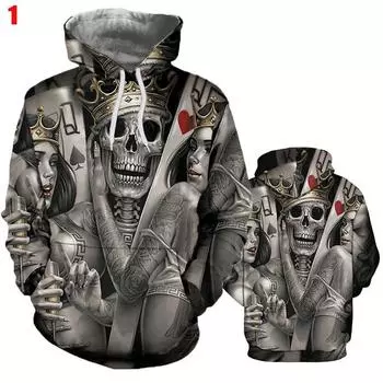 Унисекс 3D Череп Принт Толстовки Мужские Женские Индивидуальные Хип-Хоп Уличный Толстовка Пуловер S