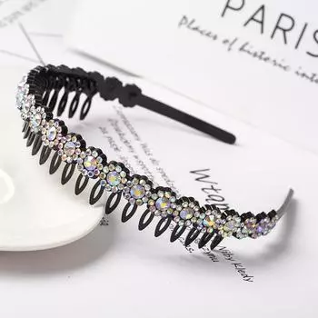 Unisex Alice Hairband Bezel Headband Men Women Sports Hair Band Hoop Top Metal Double Bangs Flower Rhinestone Hair Accessories