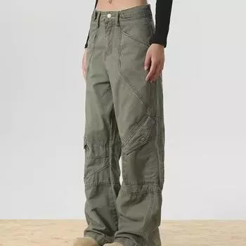 Unisex American Retro Wide-Leg Paratrooper Overalls – High Street Fashion for Spring and Autumn 3XL зелёный