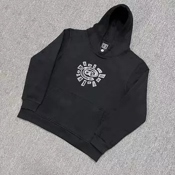 Унисекс Американские ретро повседневные мужские и женские свободные толстовки с капюшоном с принтом Y2K S чёрный