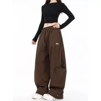 Унисекс Американский уличный стиль Широкие брюки карго XL хаки