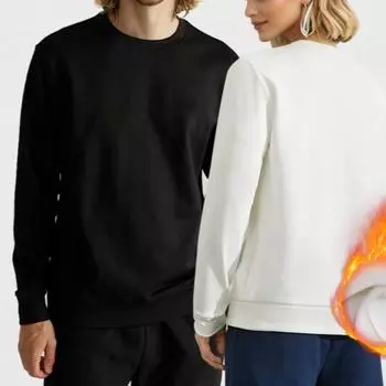 Унисекс бархатный топ с длинным рукавом и круглым вырезом, свободные осенне-зимние пуловеры, флисовые толстовки S чёрный