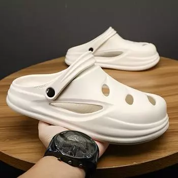 Unisex Beach Sandals EVA Women Men Hollow Garden Shoes Sneakers Water Shoes Slip On Men Slippers Tie-dyed Designer Hole Slippers 40-41 чёрный