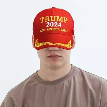 Унисекс Бейсболка Trump 2024 Письмо Флаг Вышивка Длинные поля Солнцезащитный крем Полая сетка Анти-УФ Регулируемый хвостик Отверстие Открытый фуражка