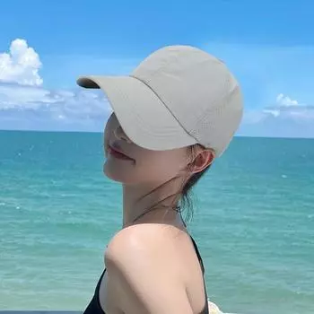 Унисекс Бейсболка Защита от Солнца Полая Регулируемая Окружность Анти-УФ Сплошной Цвет Крест Отверстие Для Конского Хвоста Купол Пешие Прогулки Путешествия Торговая Кепка светло-серый