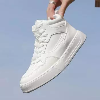 Унисекс белые кроссовки размер 36-44 для женщин и мужчин, модные высокие кроссовки для скейтбординга на платформе, новые повседневные кроссовки для пары 36 белый
