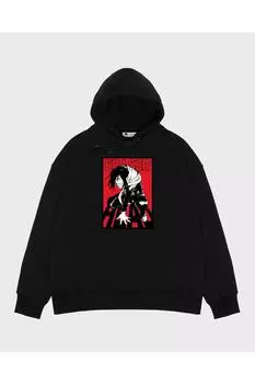 Unisex Black Hooded Sweatshirt Eraser Head