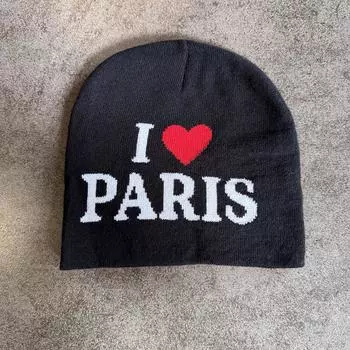 Unisex Block Color Heart Letter Knitted Hat For Fall And Winter Use Outdoor