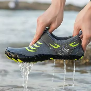 Унисекс босиком водная обувь Мужская обувь с пятью пальцами Aqua Женские дренажные пляжные спортивные сандалии для плавания Быстросохнущие кроссовки для дайвинга и пешего туризма Обувь для фитнеса 35 чёрный