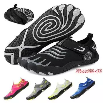 Унисекс босиком водная обувь Мужская обувь с пятью пальцами Aqua Женские дренажные пляжные спортивные сандалии для плавания Быстросохнущие кроссовки для дайвинга и пешего туризма Обувь для фитнеса 35 чёрный